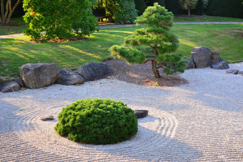 Japanse tuin met grind